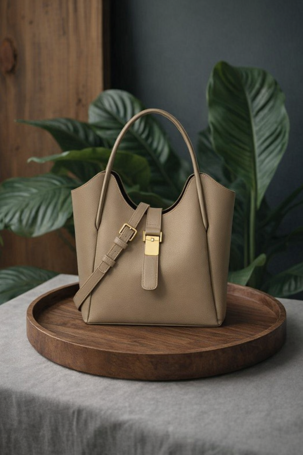 HAIDANI Kensington Large‑Capacity Leather Bucket Handbag