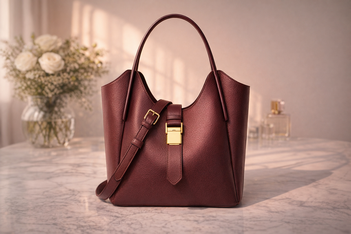 HAIDANI Kensington Large‑Capacity Leather Bucket Handbag